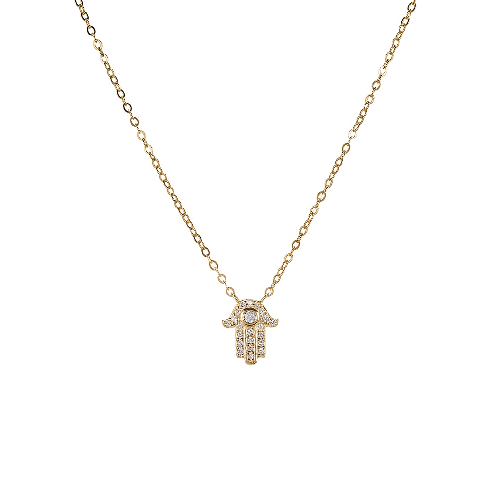 Hamsa Sterling Silver Necklace Gold - Sterling Silver