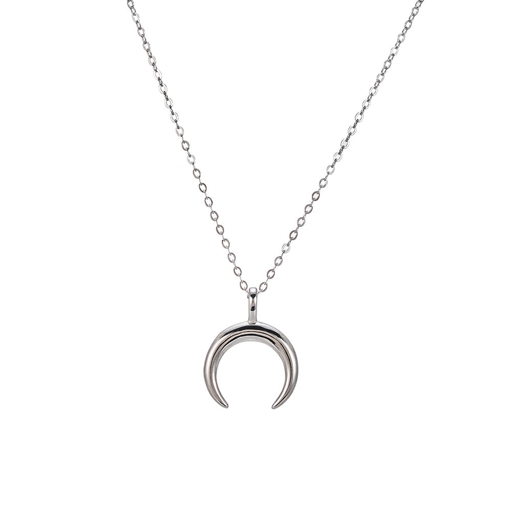 Half Moon Sterling Silver Necklace - Silver Necklace