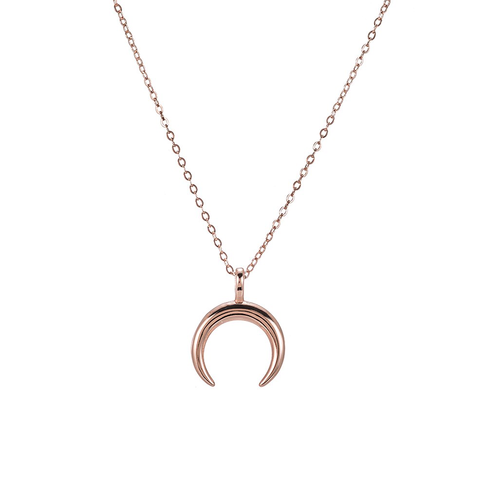 Half Moon Sterling Silver Necklace Rose Gold - Silver Necklace