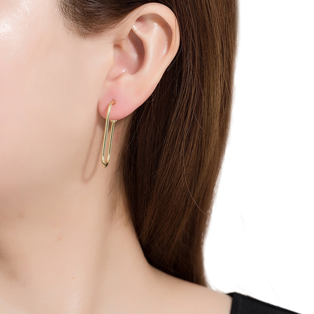 Gold Plated Star Charm Ovate Earrings