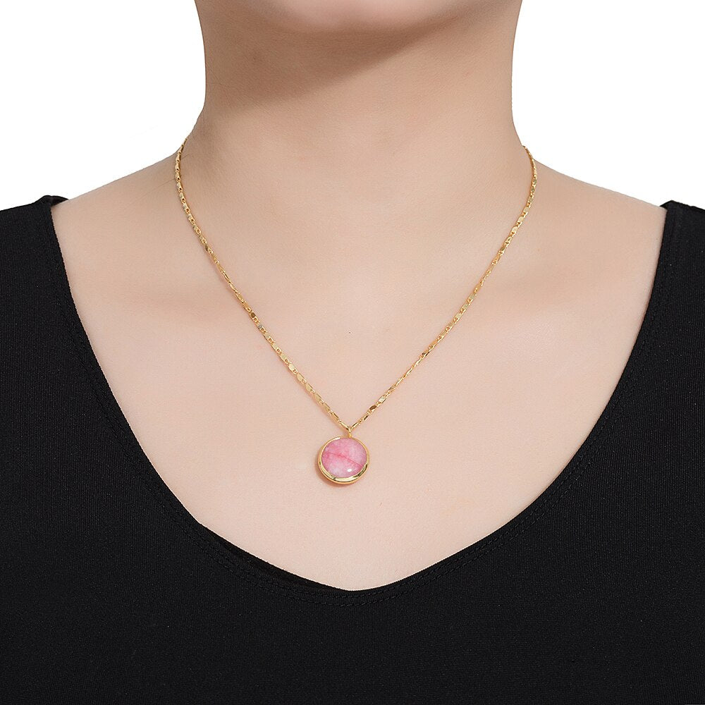 Gold Plated Round Ruby Necklace