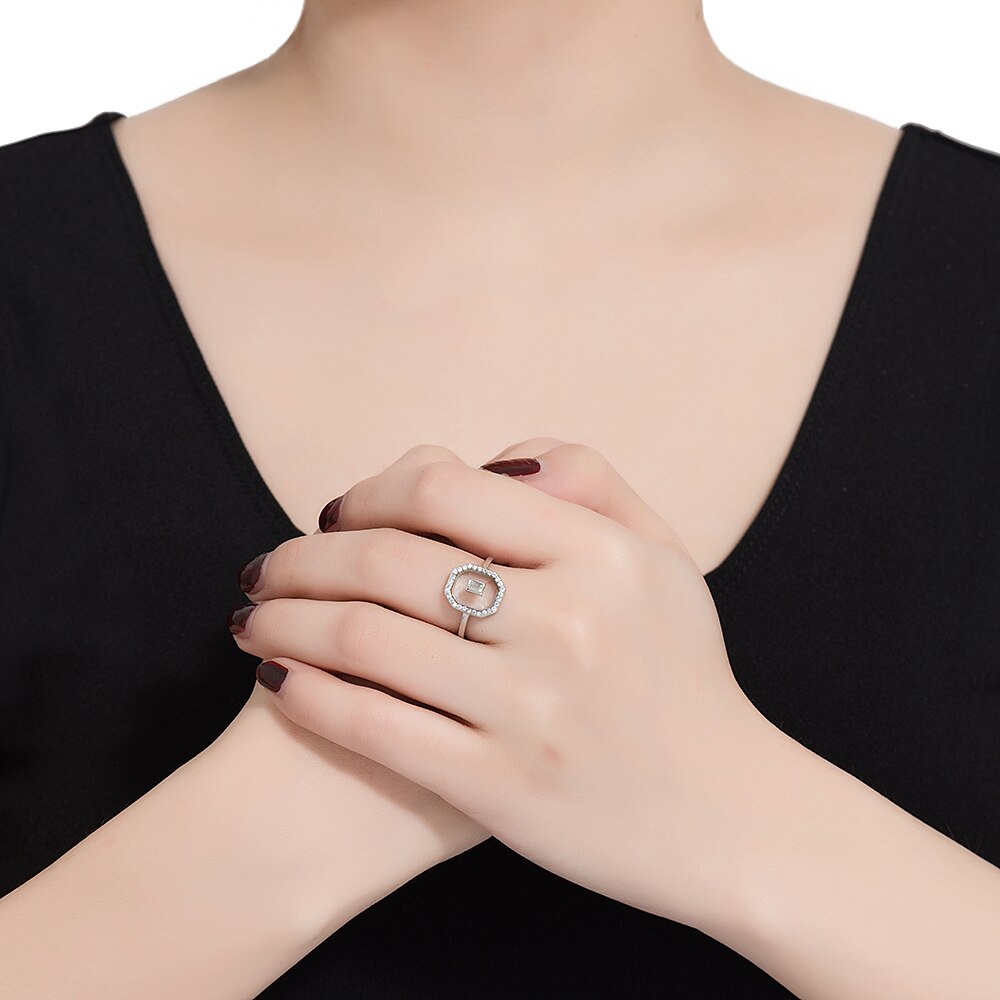 Sterling Silver Emerald Cut CZ Ring