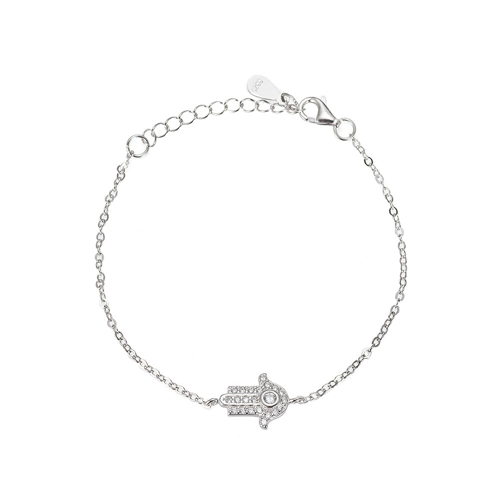 Zirconian Hamsa Hand Sterling Bracelet