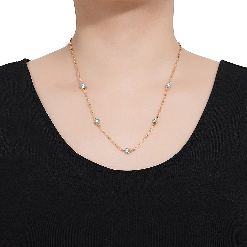 Stainless Steel Multi Evil Eye Chain Necklace