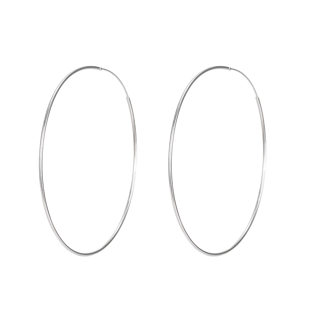 Silver Wire Hoop Earrings - Silver Earrings