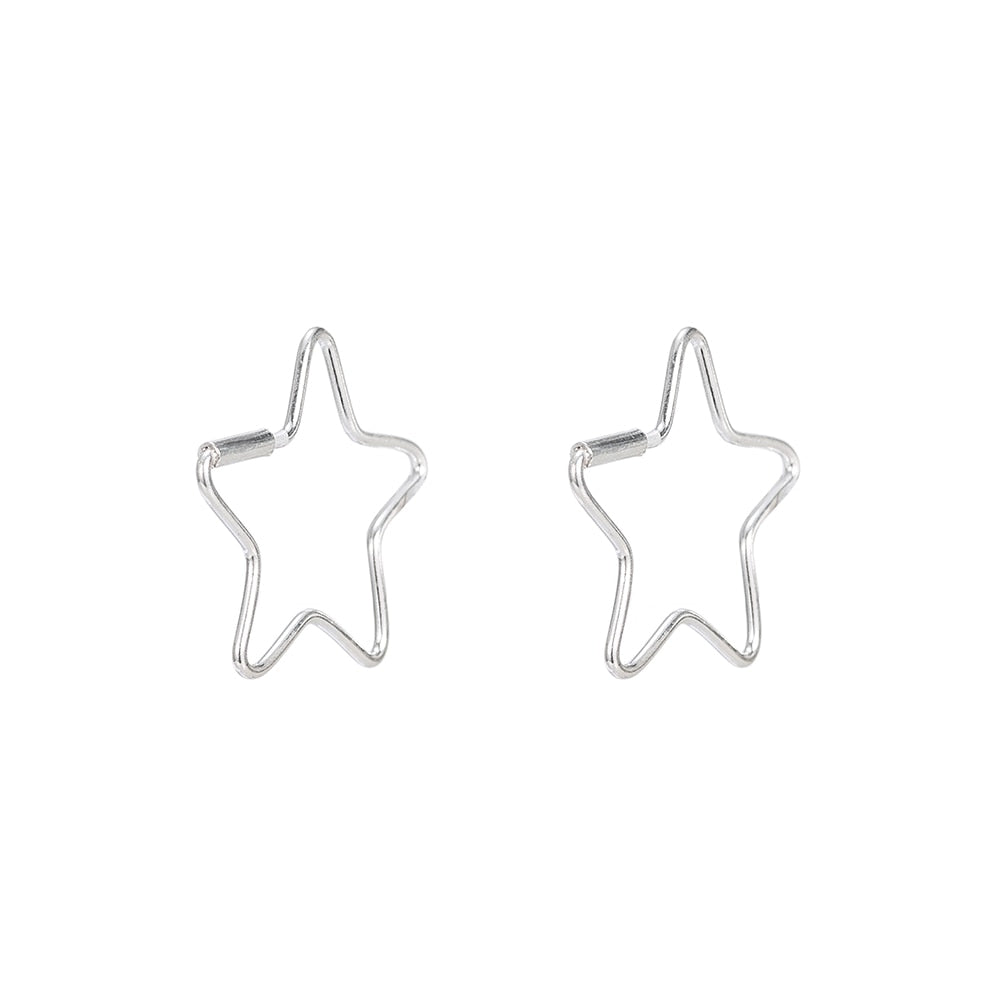 Sterling Silver Small Star Hoop Earring