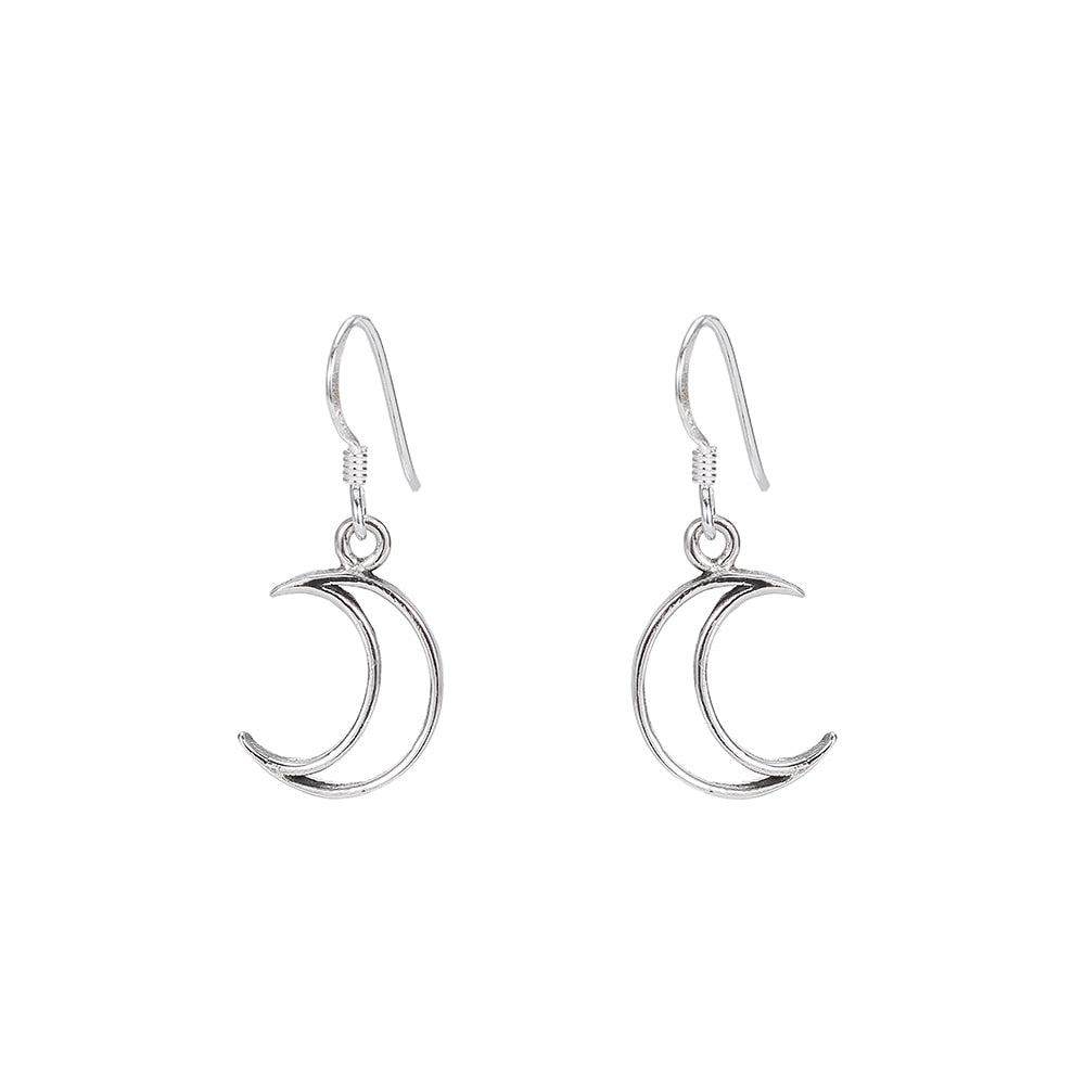Silver Small Dangly Crescent  Moon Earrings