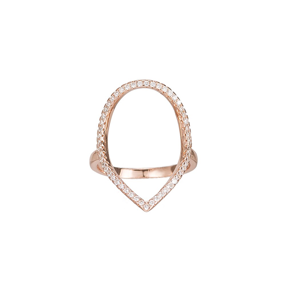Rose Gold Plated Silver CZ Drop Ring