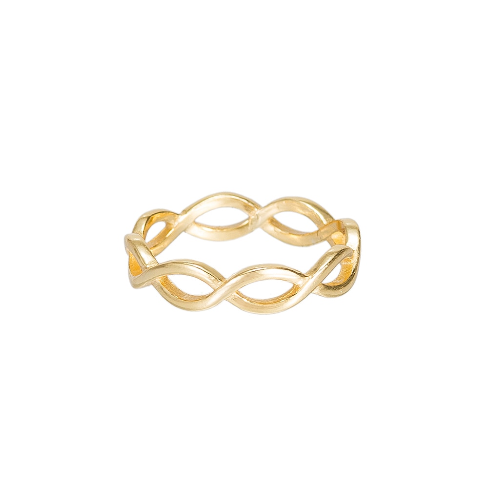 Yellow Gold Plated Silver Full Band Infinity Ring 
