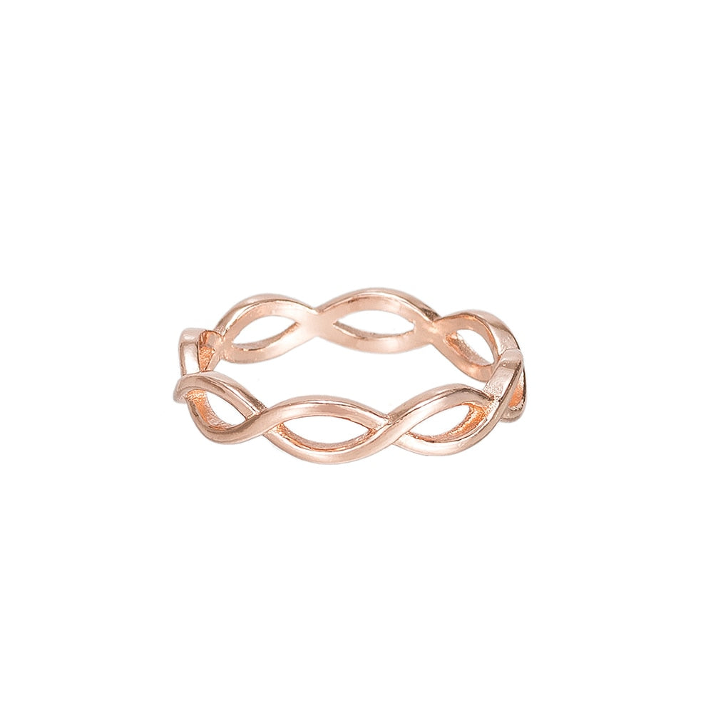 Rose Gold Plated Silver Full Band Infinity Ring 