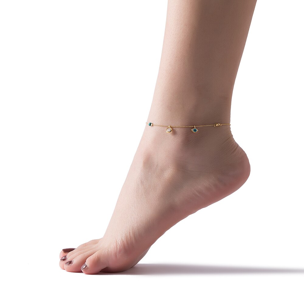 Gold Plated Lucky Eye Charm Anklet Model