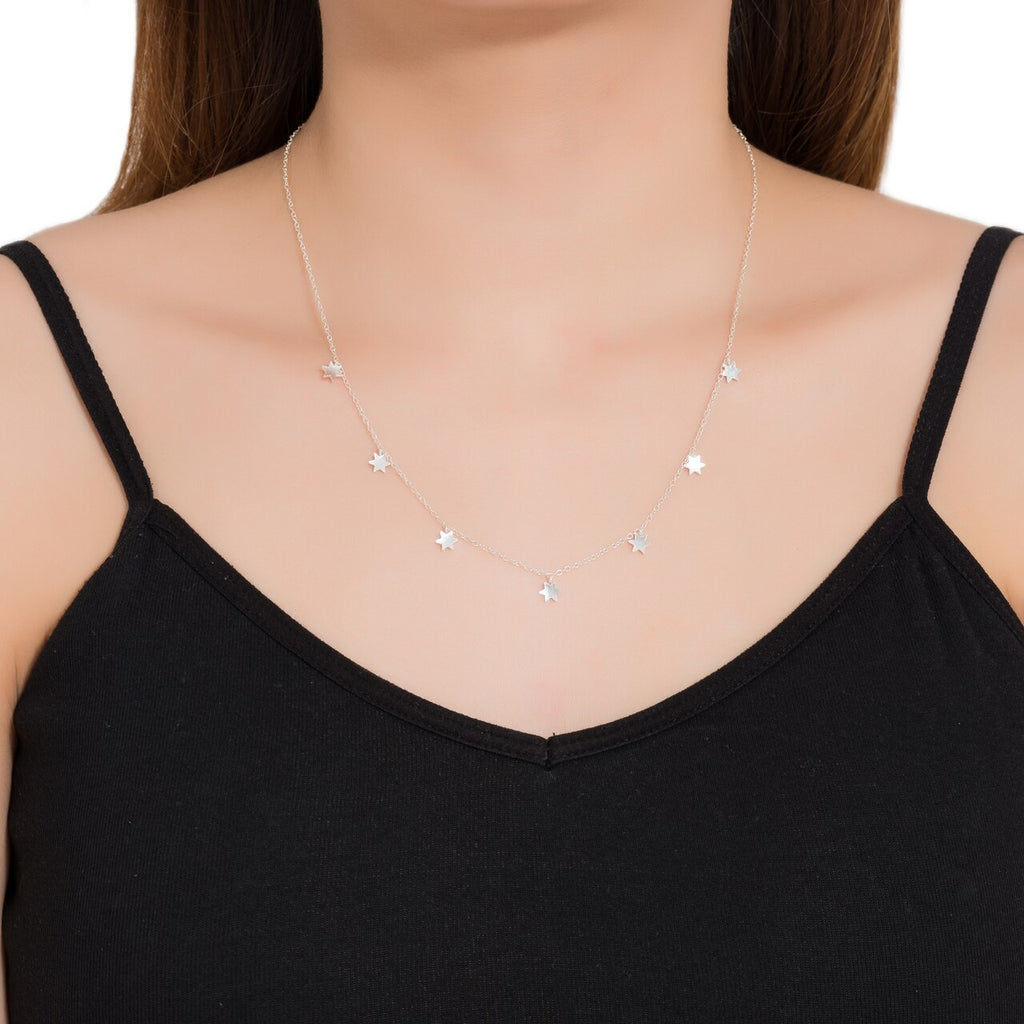 Sterling Silver Dangly Stars Necklace Model
