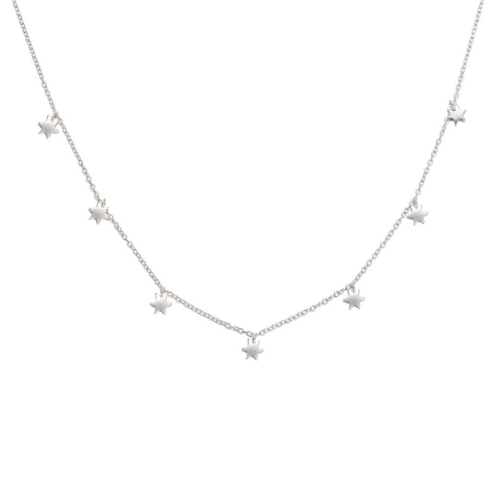 Sterling Silver Dangly Stars Necklace