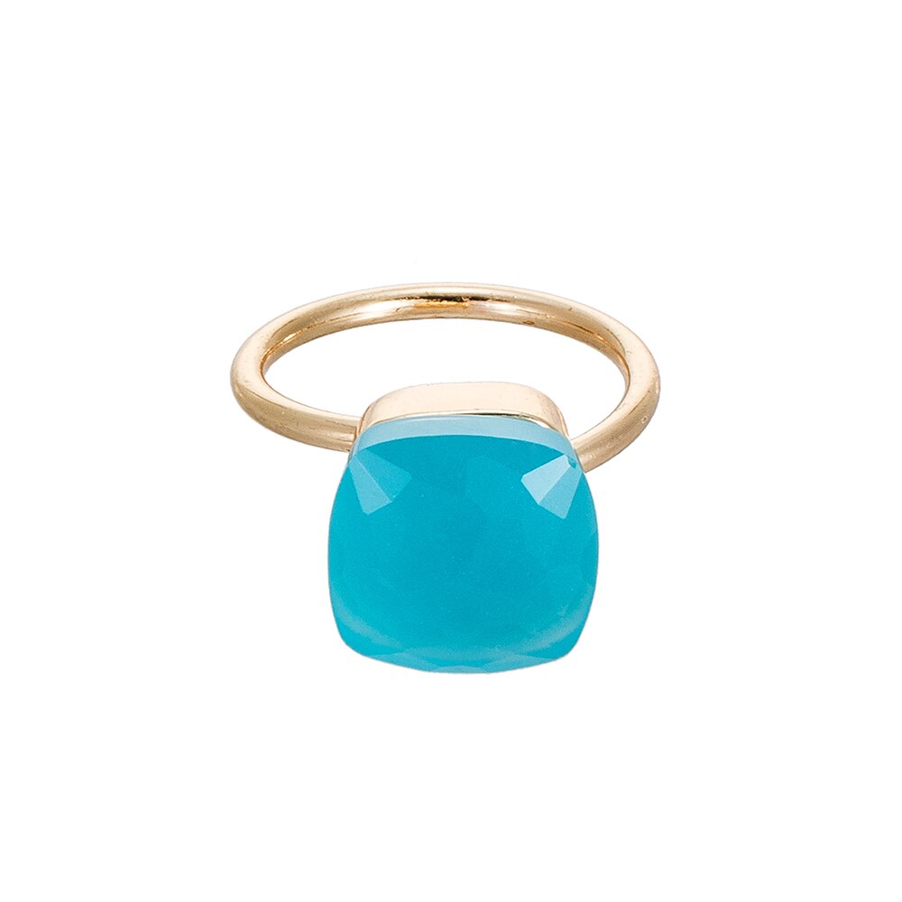 Gold Plated Adjustable Gemstone Rings Blue