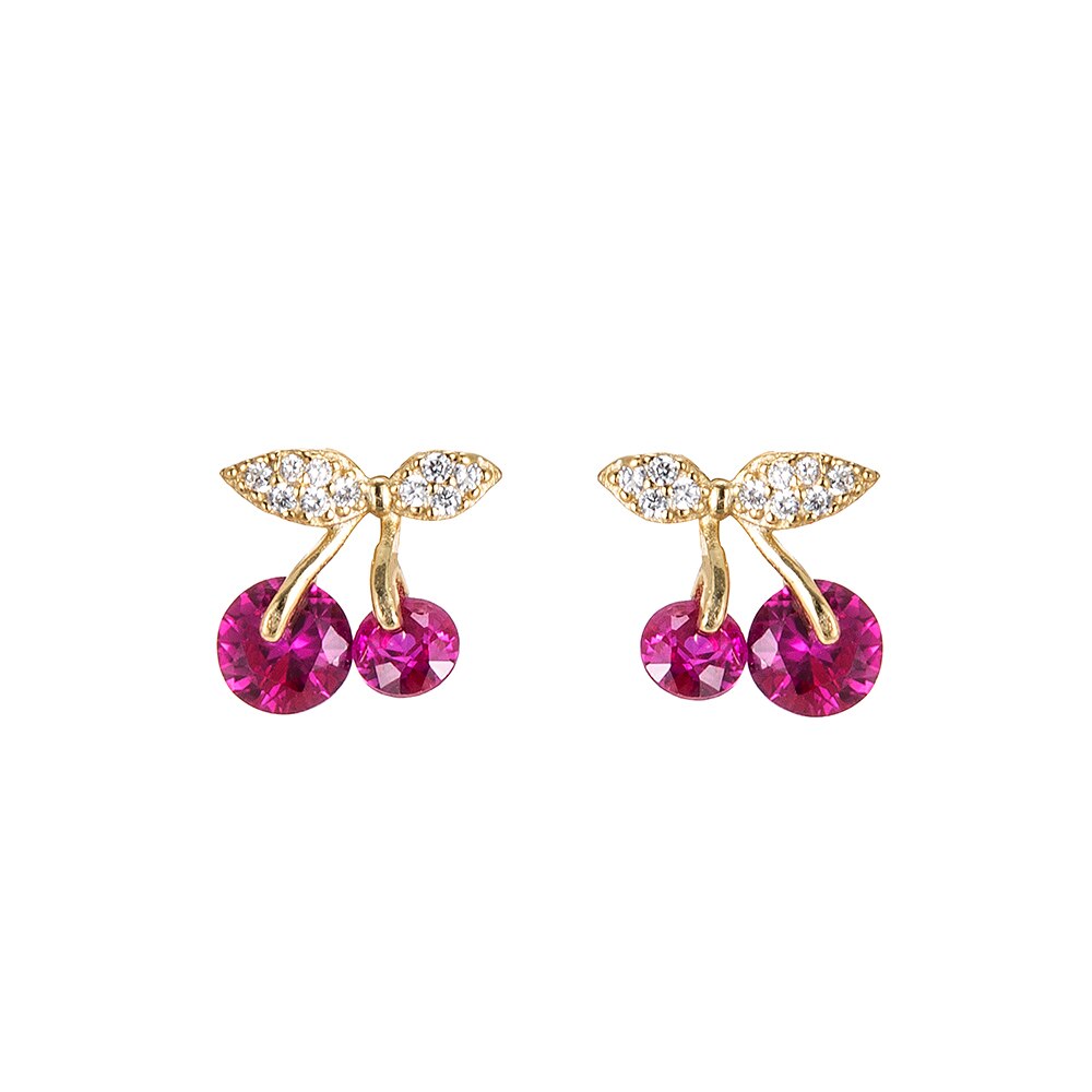 Sterling Silver Cherry Stud Earrings