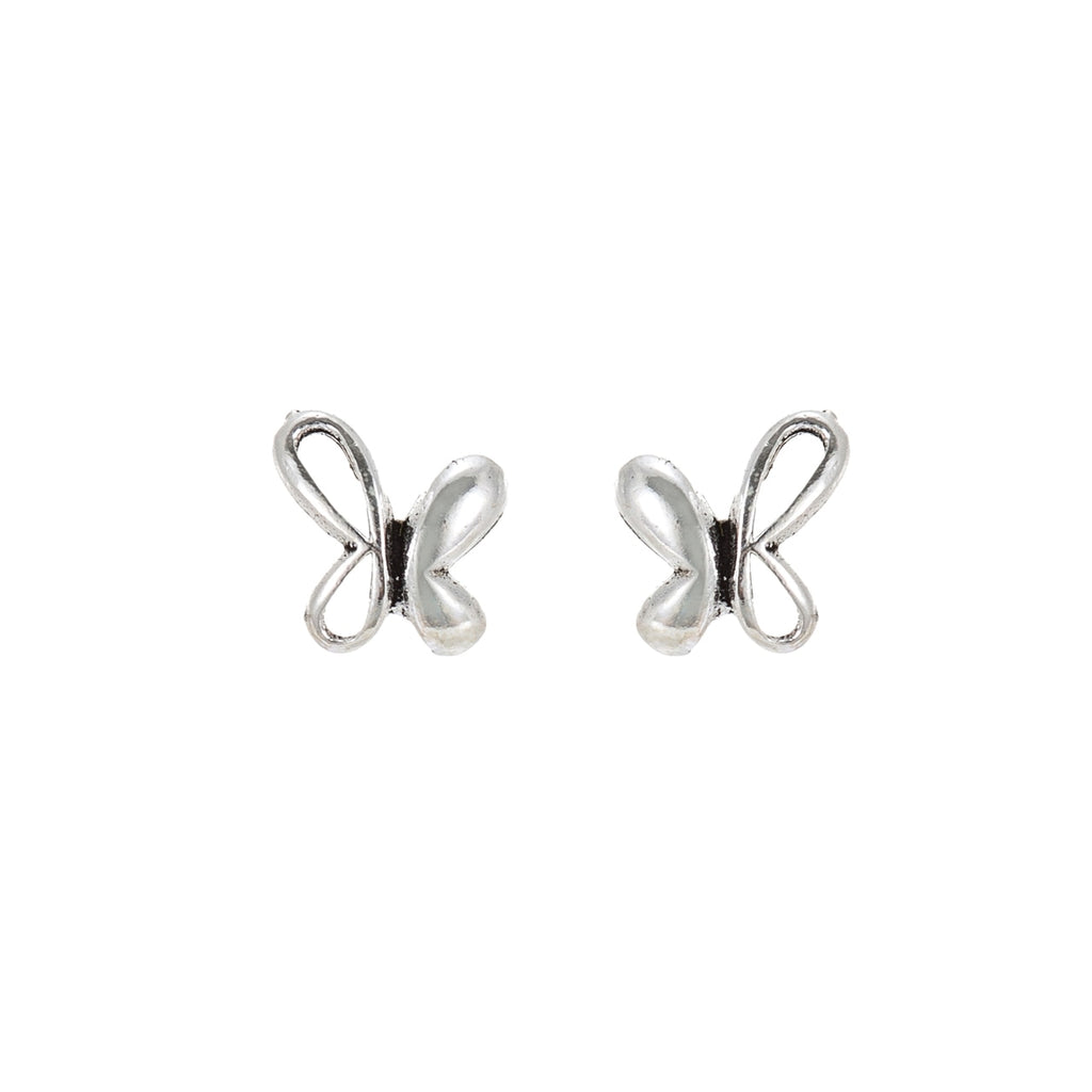 Sterling Silver Butterfly Stud Earrings - Sterling Silver 