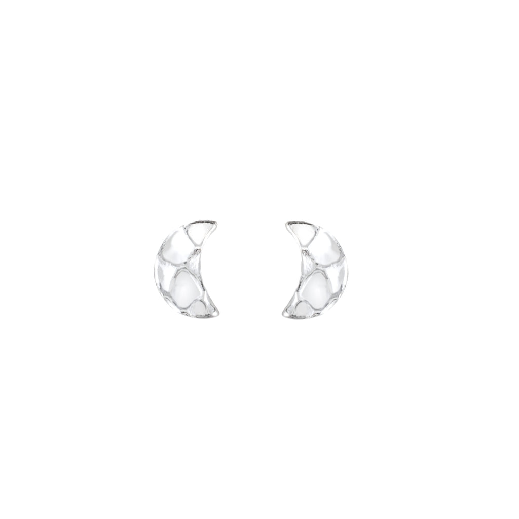 Sterling Silver Half Moon Stud Earrings