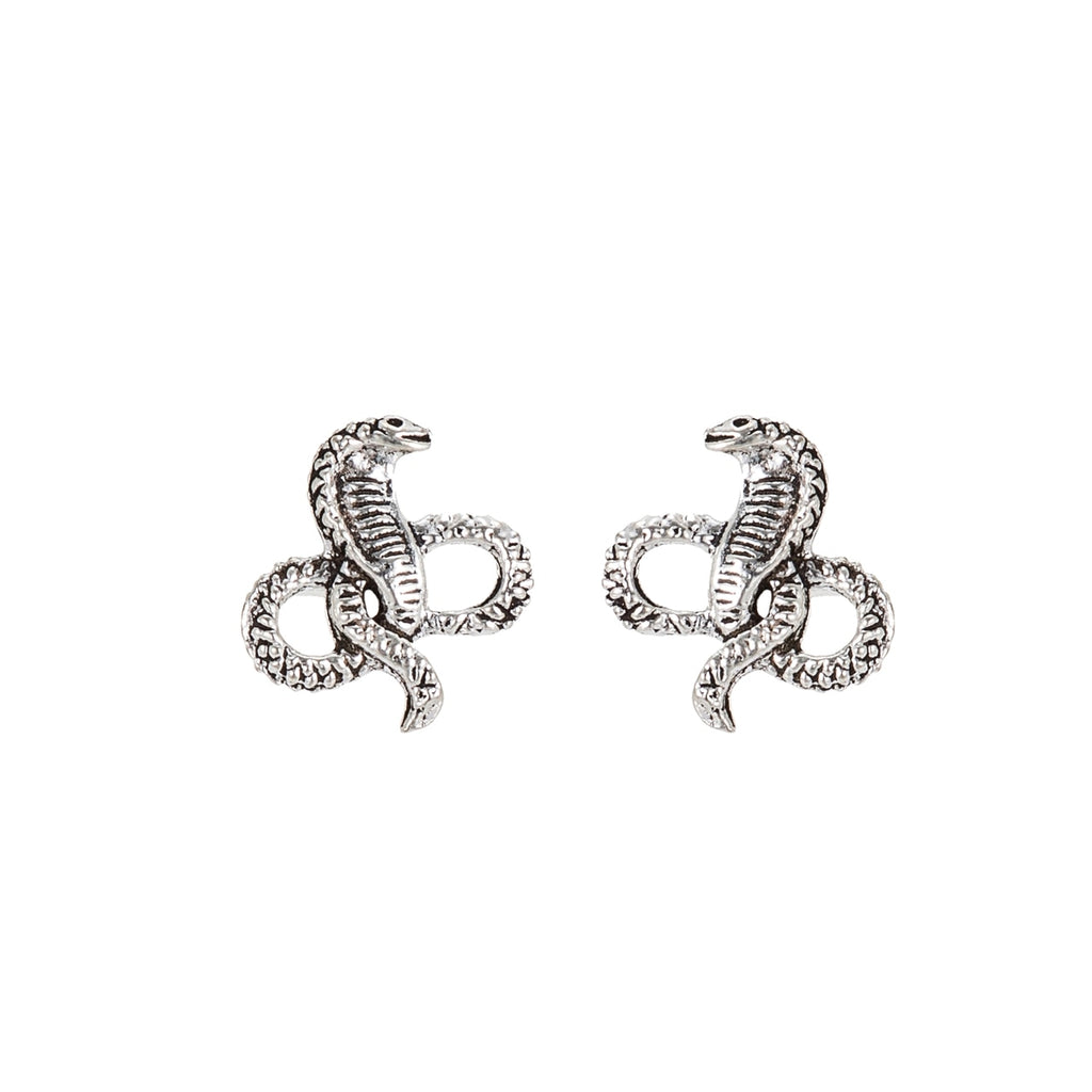 Sterling Silver Cobra Snake Stud Earrings