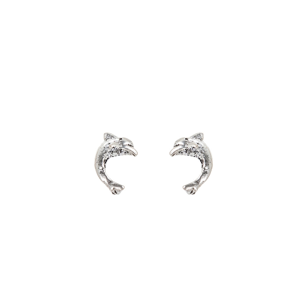 Sterling Silver Dolphin Stud Earrings