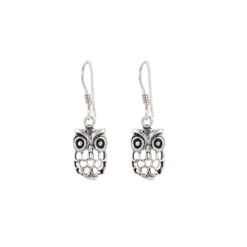 Sterling Silver Dangly Owl Earrings