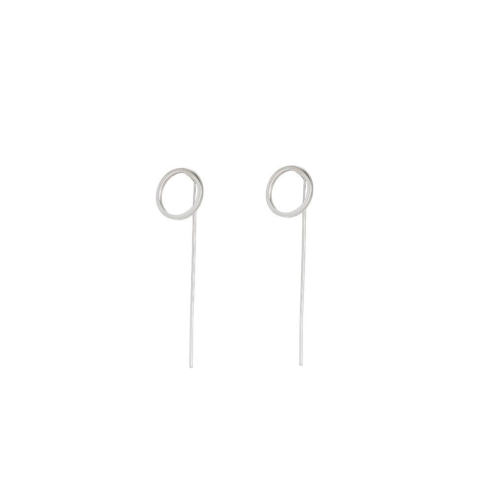 Sterling Silver Circular Shaped Line Earrings