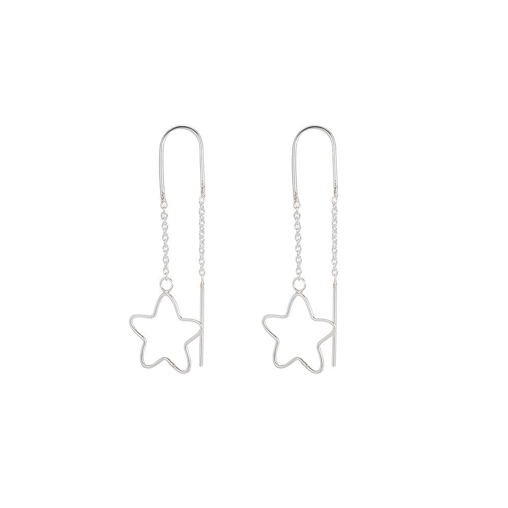 Sterling Silver Star Charm Chained Earrings