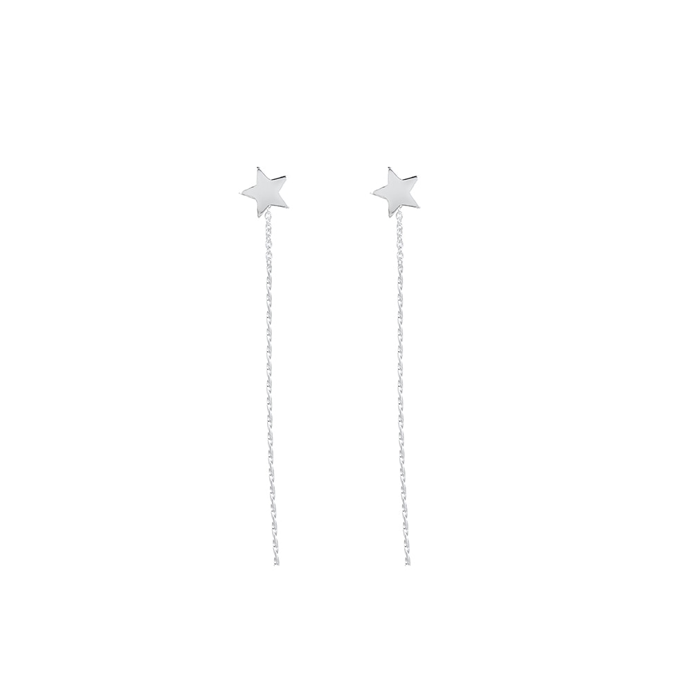 Sterling Silver Star Chained Earrings