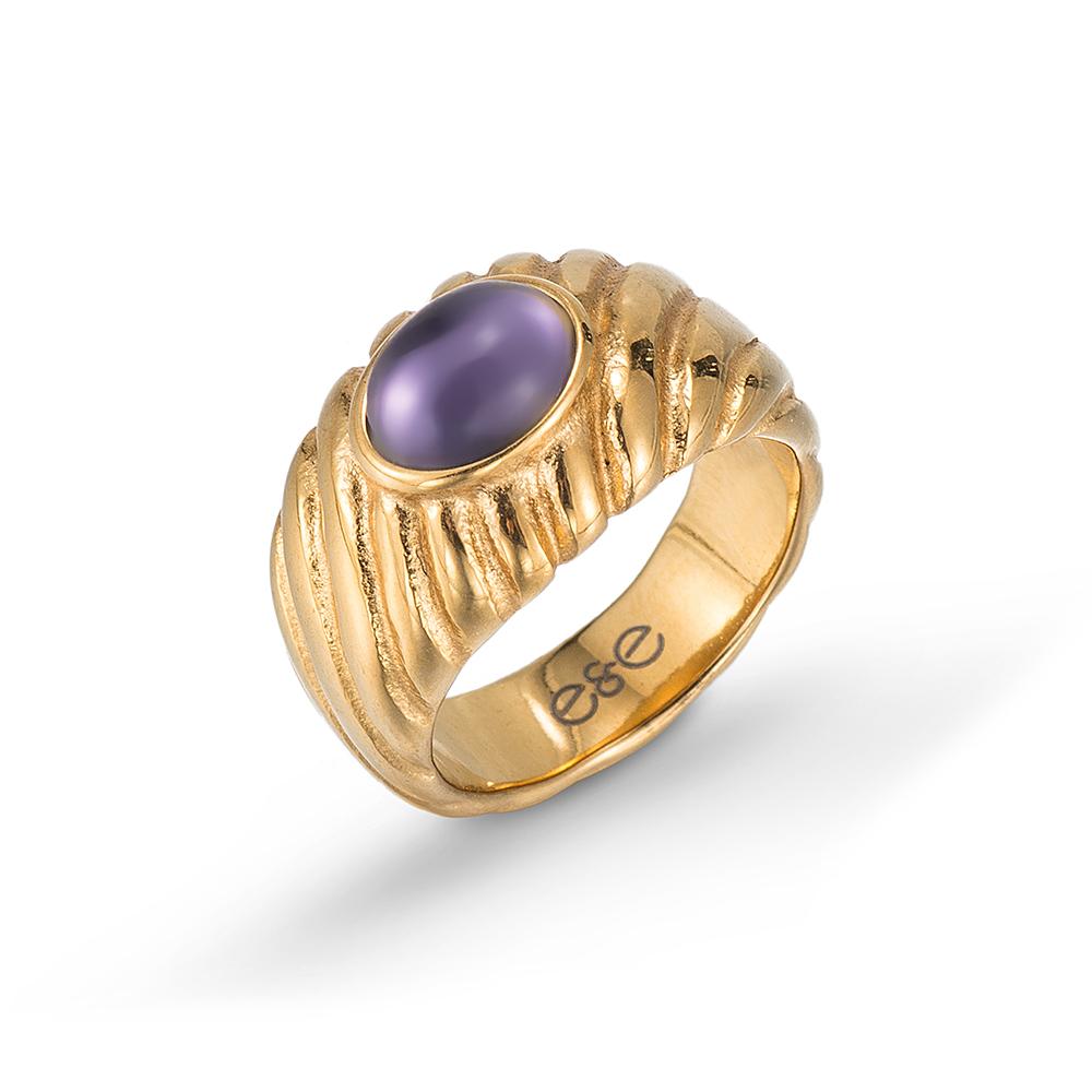 Amethyst Tidal Ring - Gold Plated Signet Ring