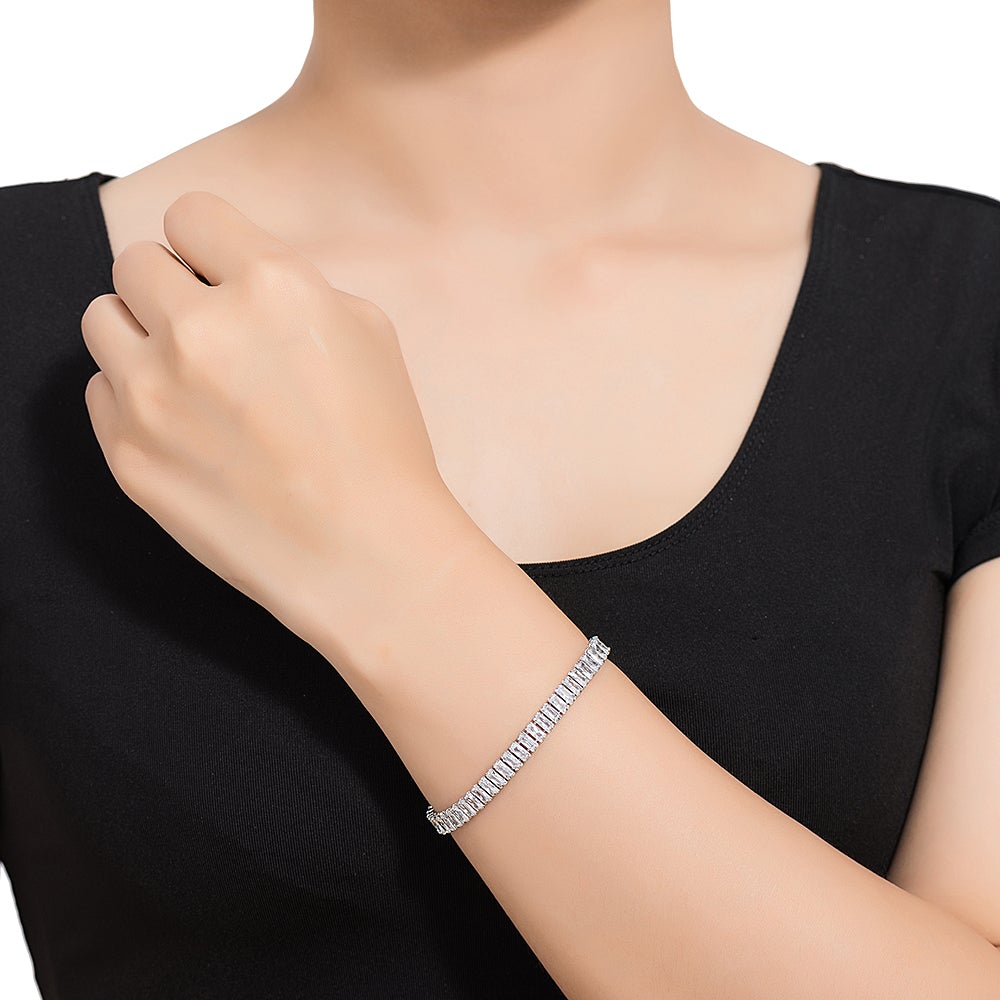 Baguette Tennis Bracelet - 18ct Gold Plated - Stainless Steel