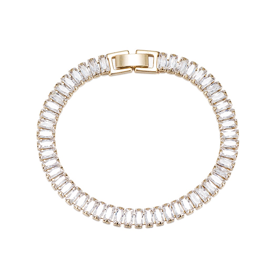 Baguette Tennis Bracelet - 18ct Yellow Gold Plated