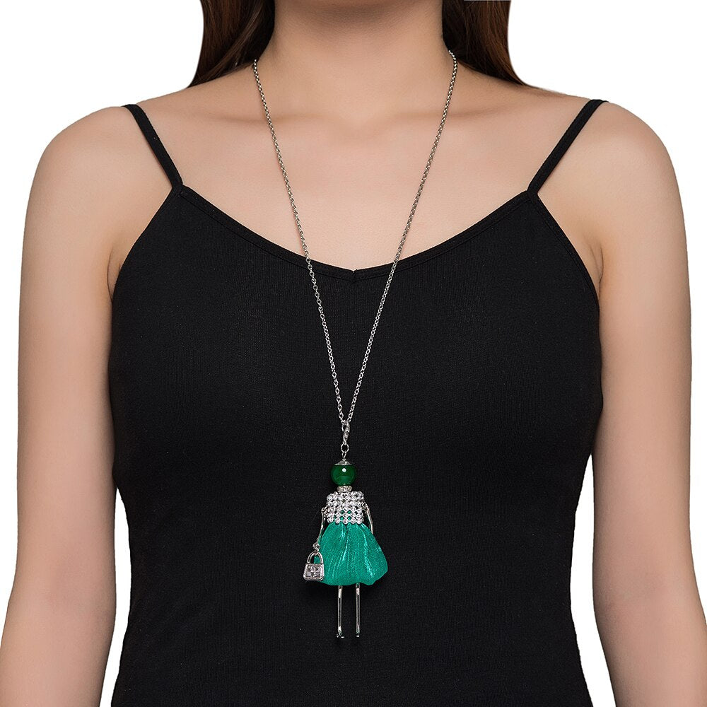 Green CZ Baby Doll Necklace
