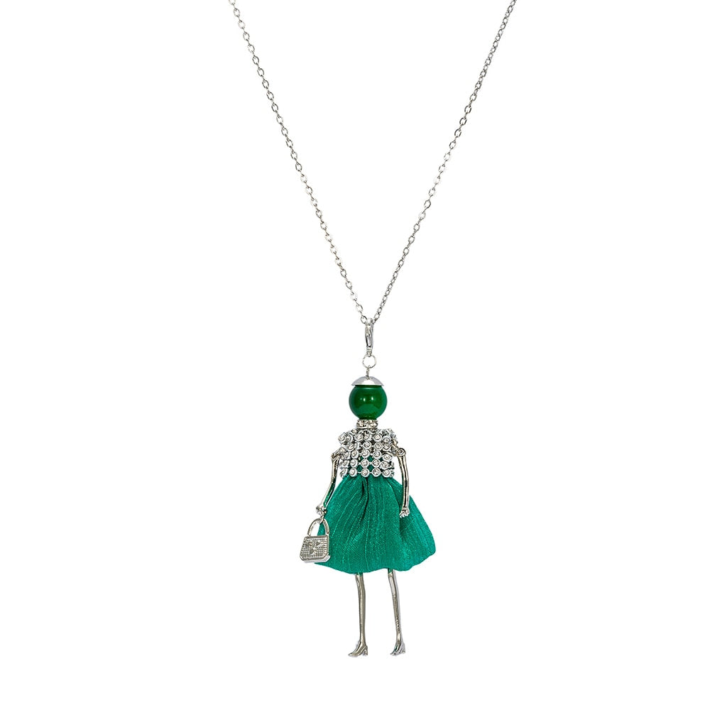 Green CZ Baby Doll Necklace