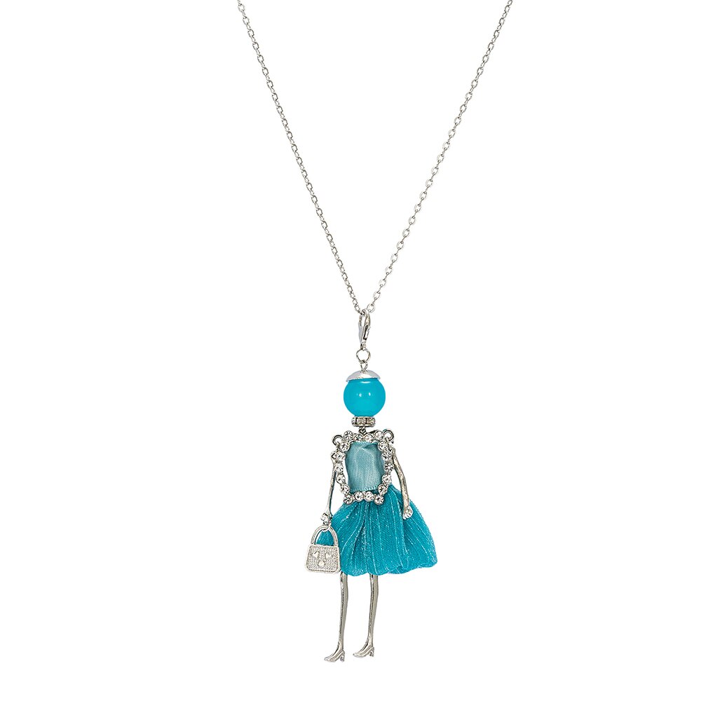 Light Blue Embellished with CZ Baby Doll Necklace