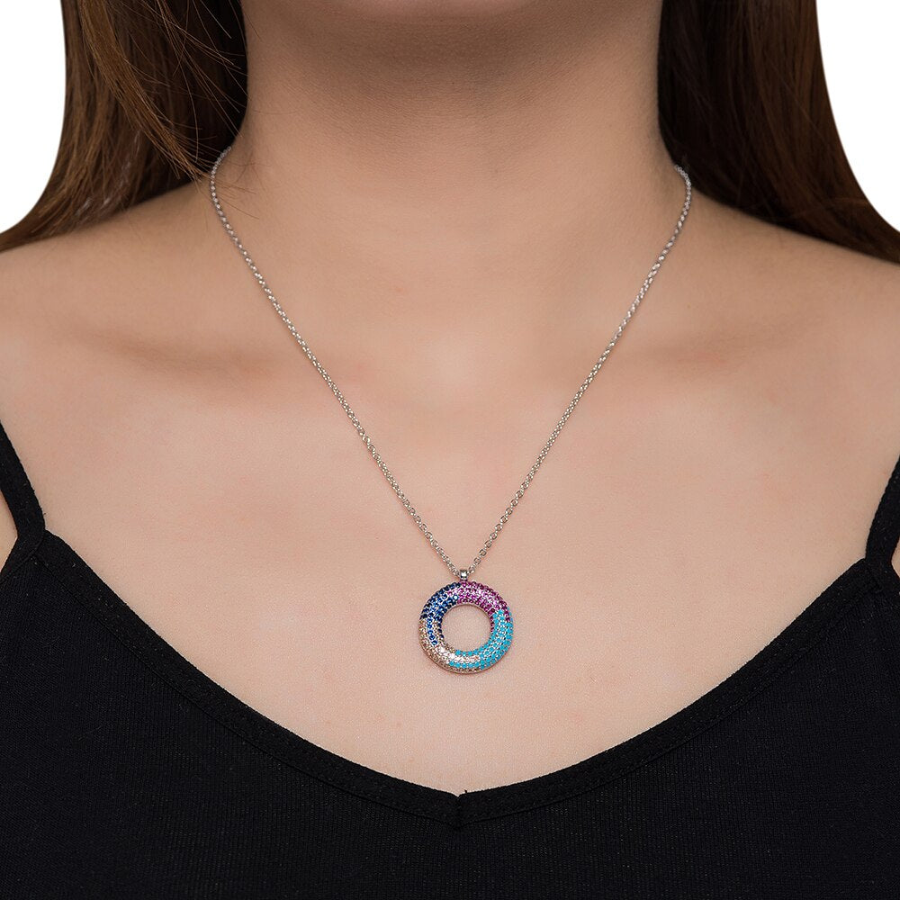 Silver Rainbow Circle Necklace