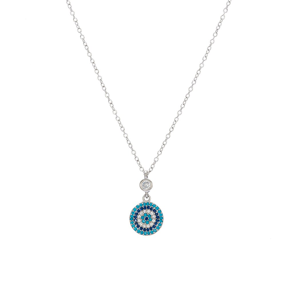 Silver Turkish Eye and CZ Necklace