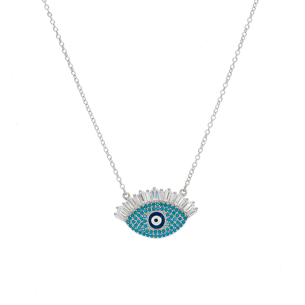 Silver Eye Necklace with Eyelash