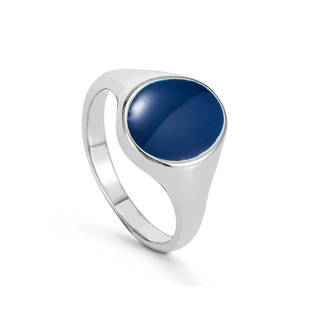 Lapis Lazuli Signet Ring - White Gold
