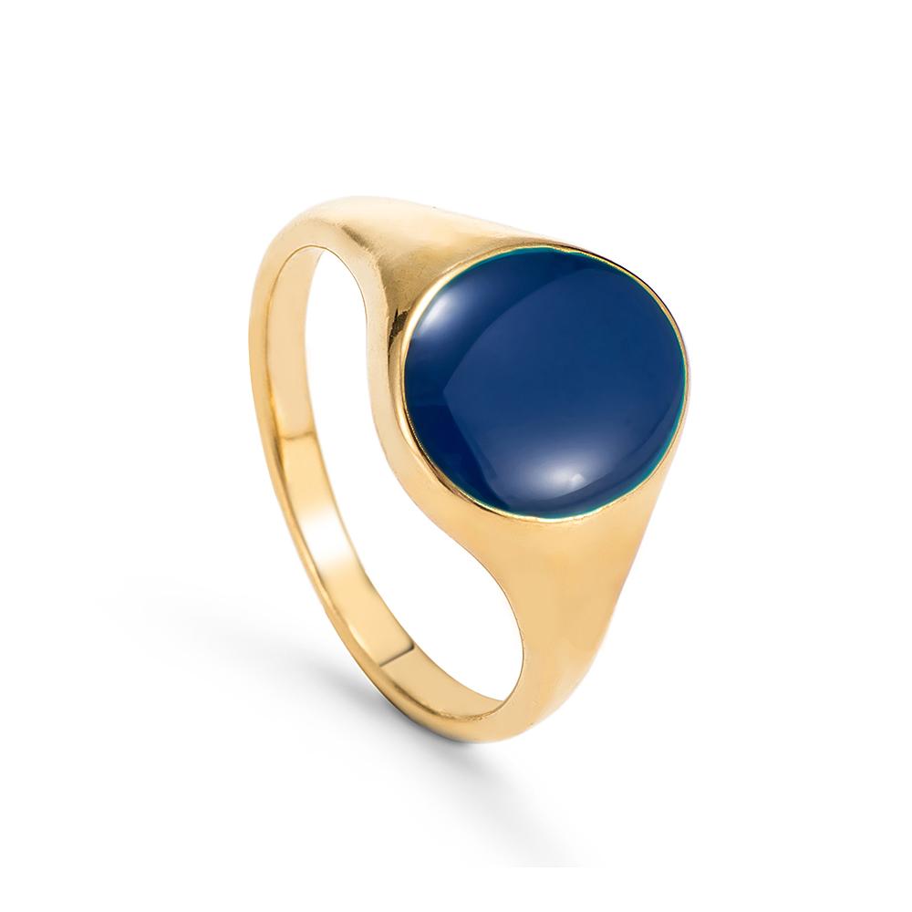 Lapis Lazuli Signet Ring - Yellow Gold Plated