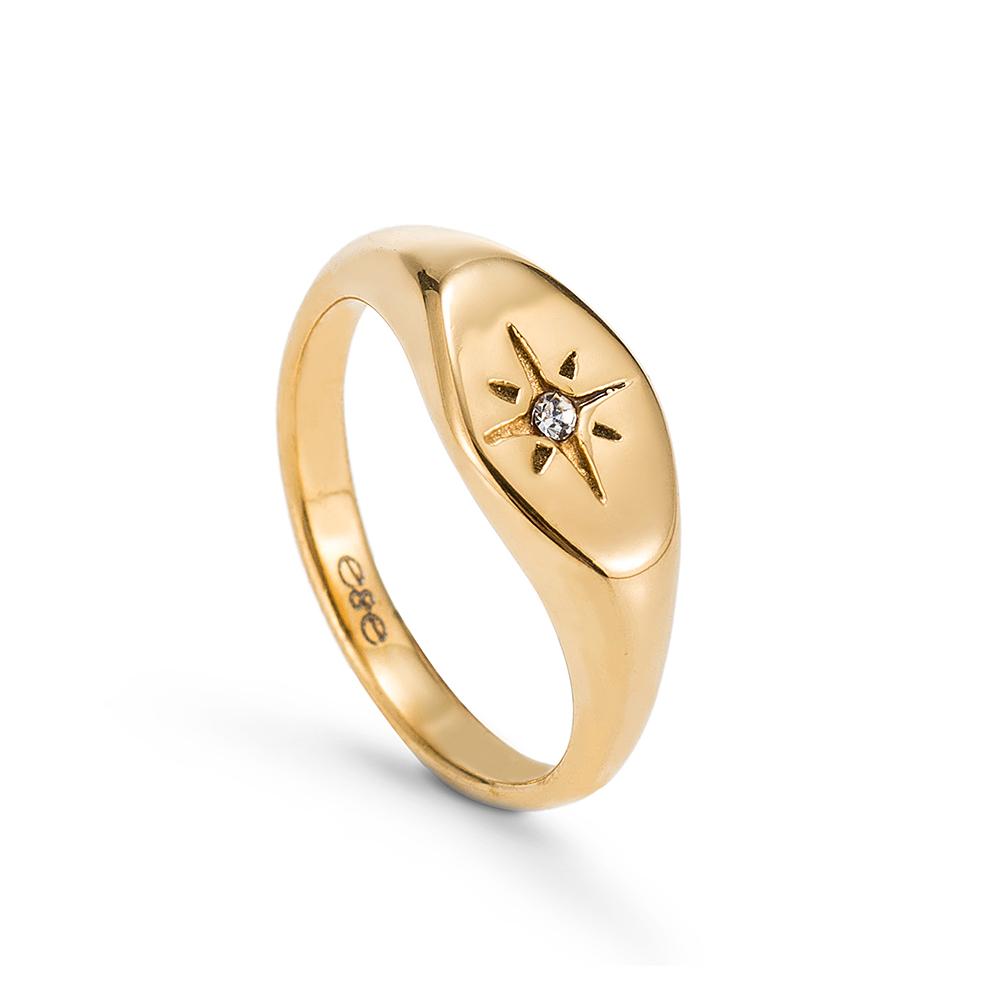 North Star Signet Ring - Gold Plated Signet Ring