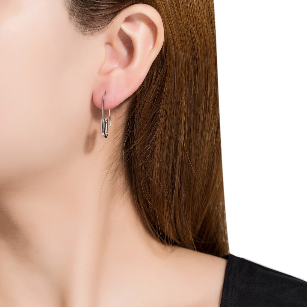 Sterling Silver Safety Pin Earrings - Hoop Earrings